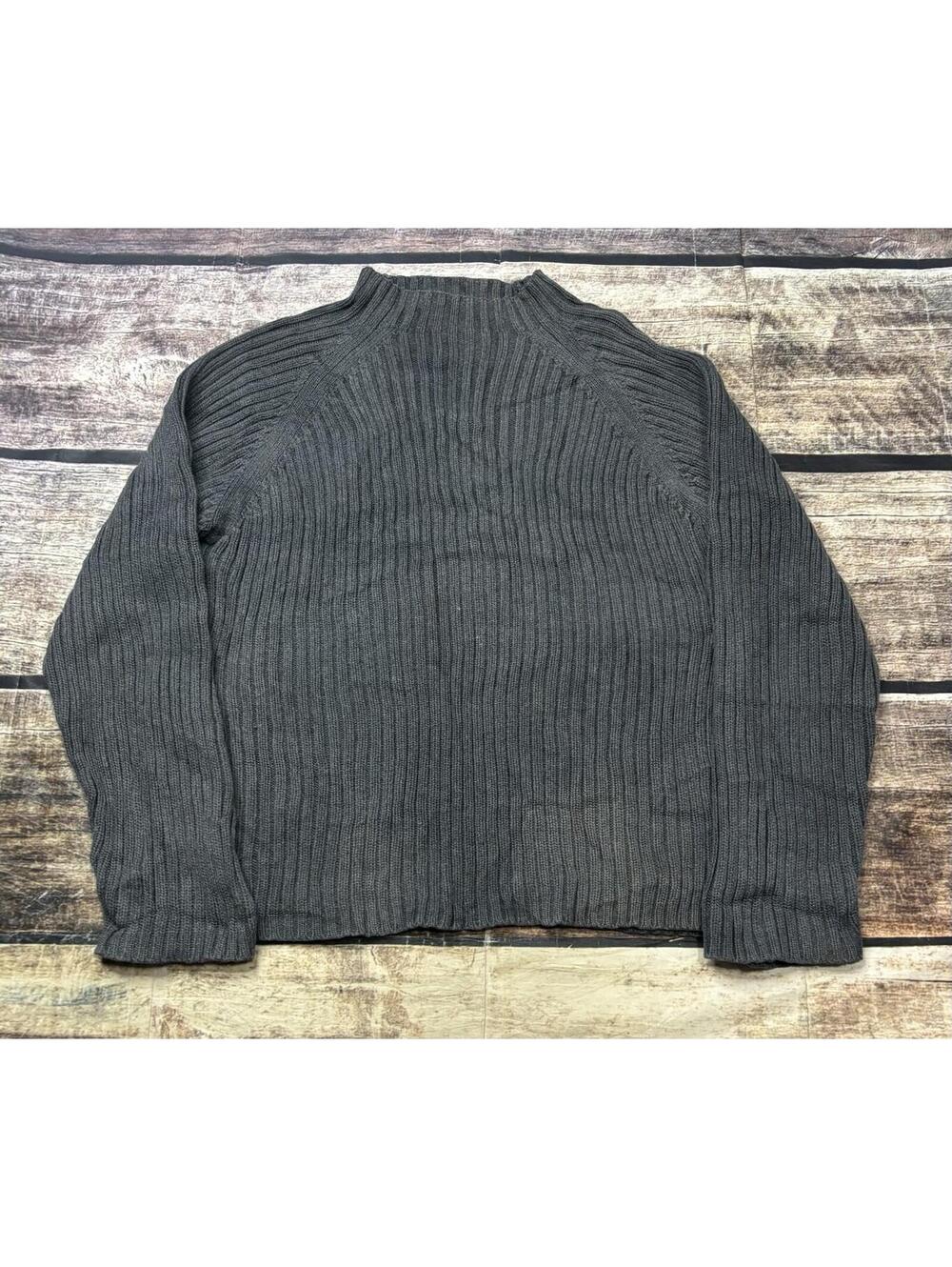 Y2K Banana Republic Sweater Womens Large Ribbed Knit Mock Neck Cotton